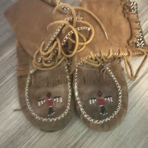 Brown Moccasins with Embroidered Design
